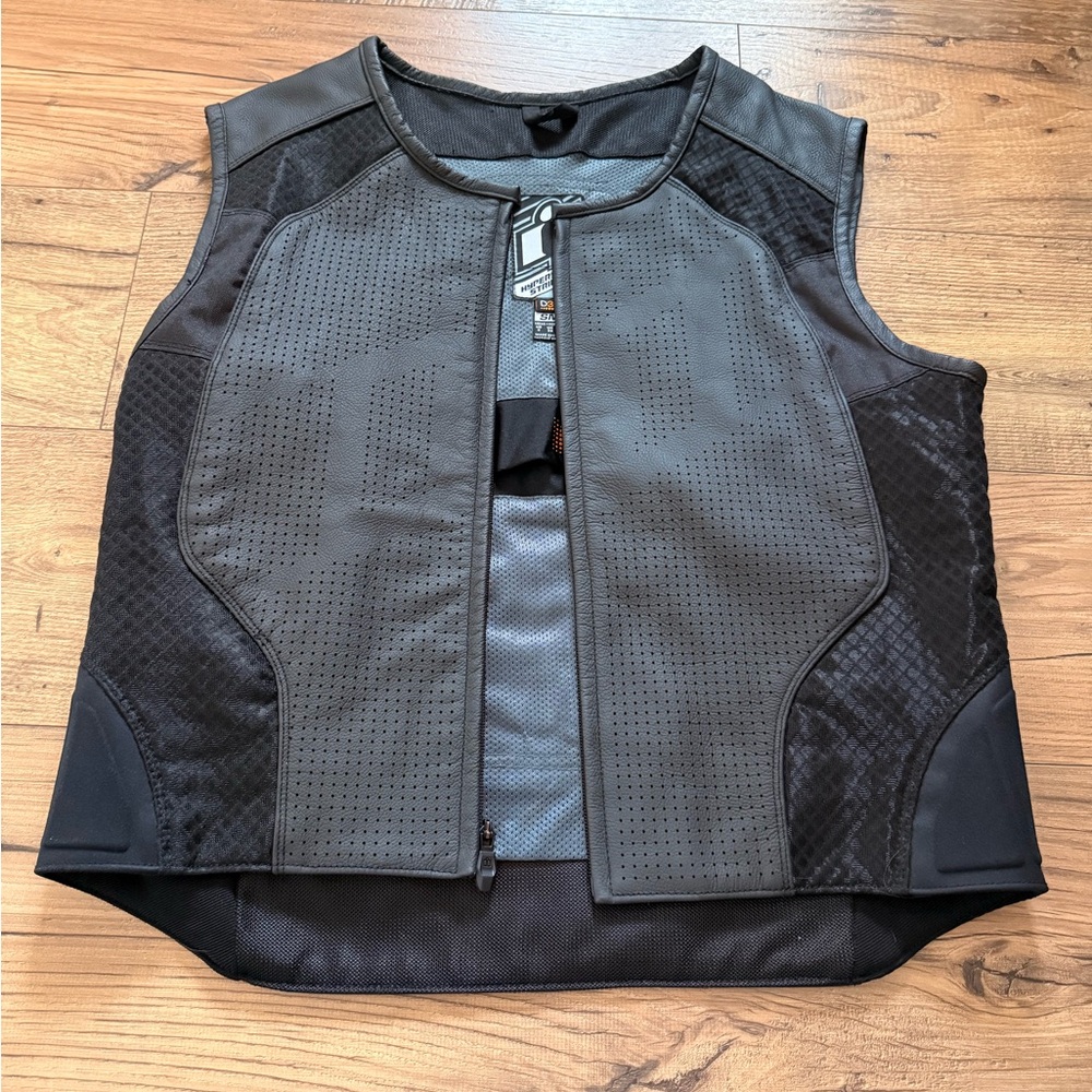 ICON Gray Motorcycle Vest with D3O Protection